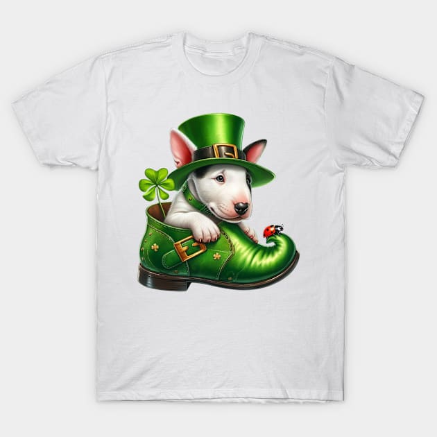 Bull Terrier Dog Shoes For Patricks Day T-Shirt by Chromatic Fusion Studio